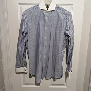 Stripe Shirt with White Collar & French Cuff 15.5/33